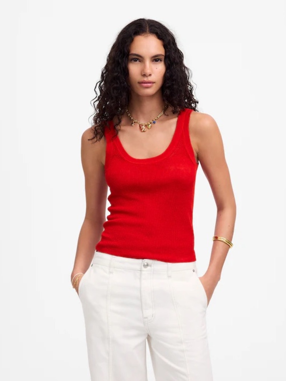 Madewell Linen-Blend Scoopneck Tank